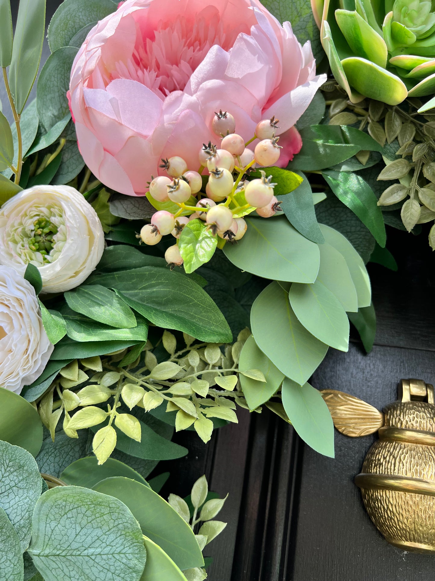 Peony & Succulent Wreath