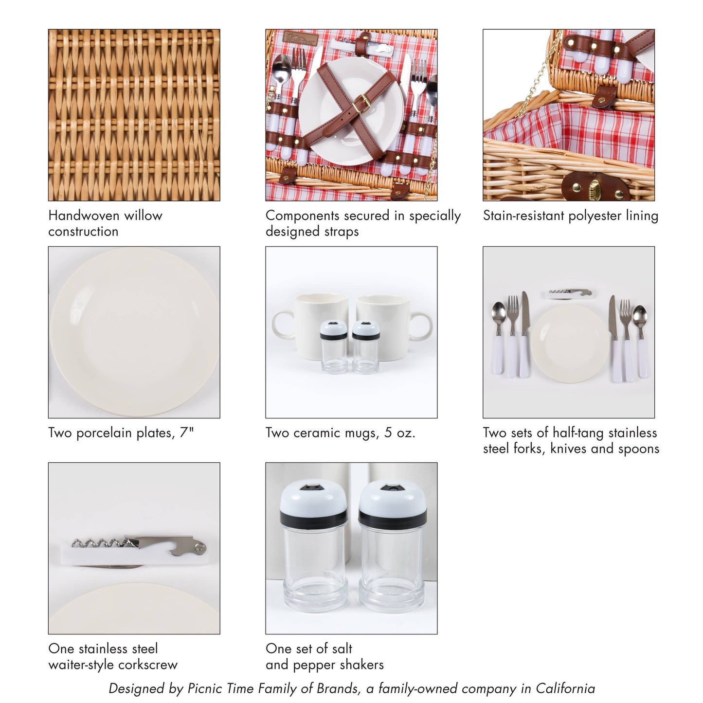 Catalina Picnic Basket: Navy Blue with Beige Pattern