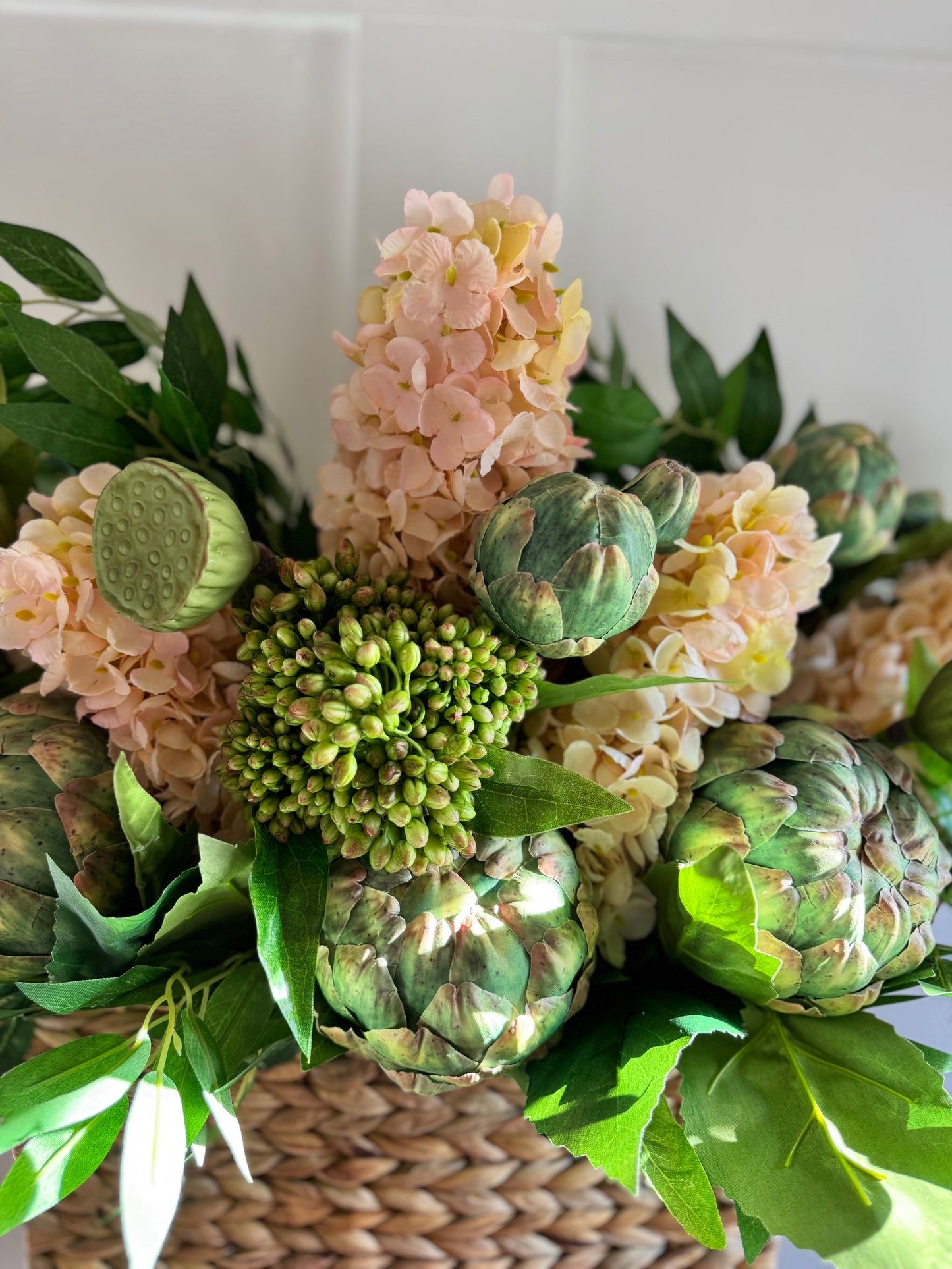 Hydrangea, Artichoke & Sedum Basket
