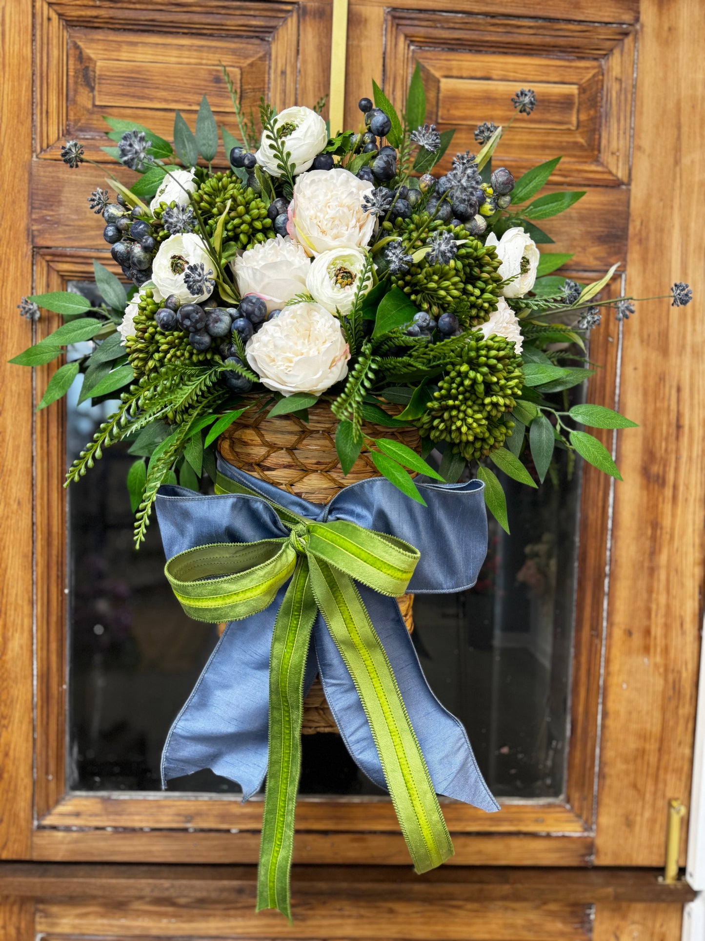 Sedum, Ranunculus & Crabapple Basket