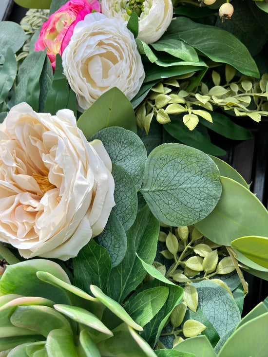 Peony & Succulent Wreath