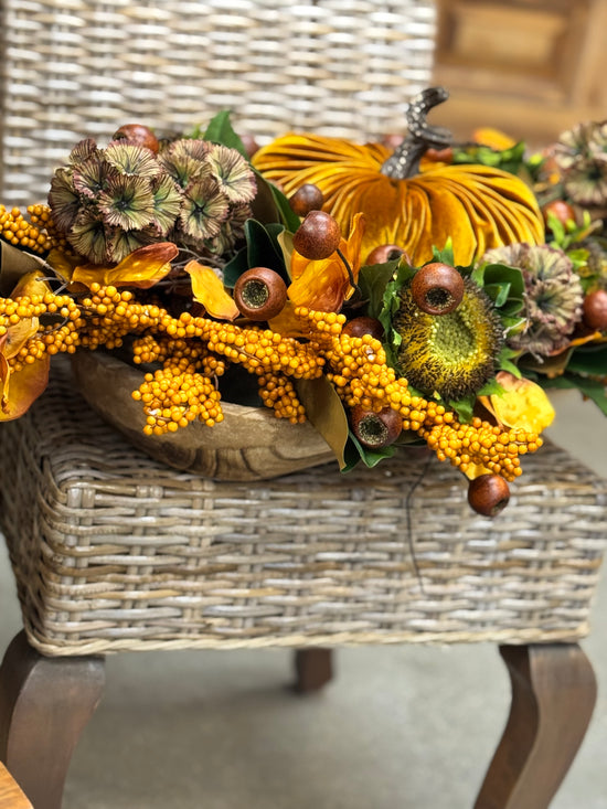 Mustard Pumpkin Thanksgiving Centerpiece