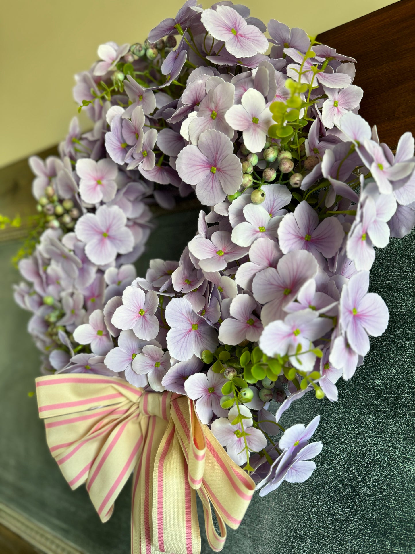 Purple hydrangea wreath