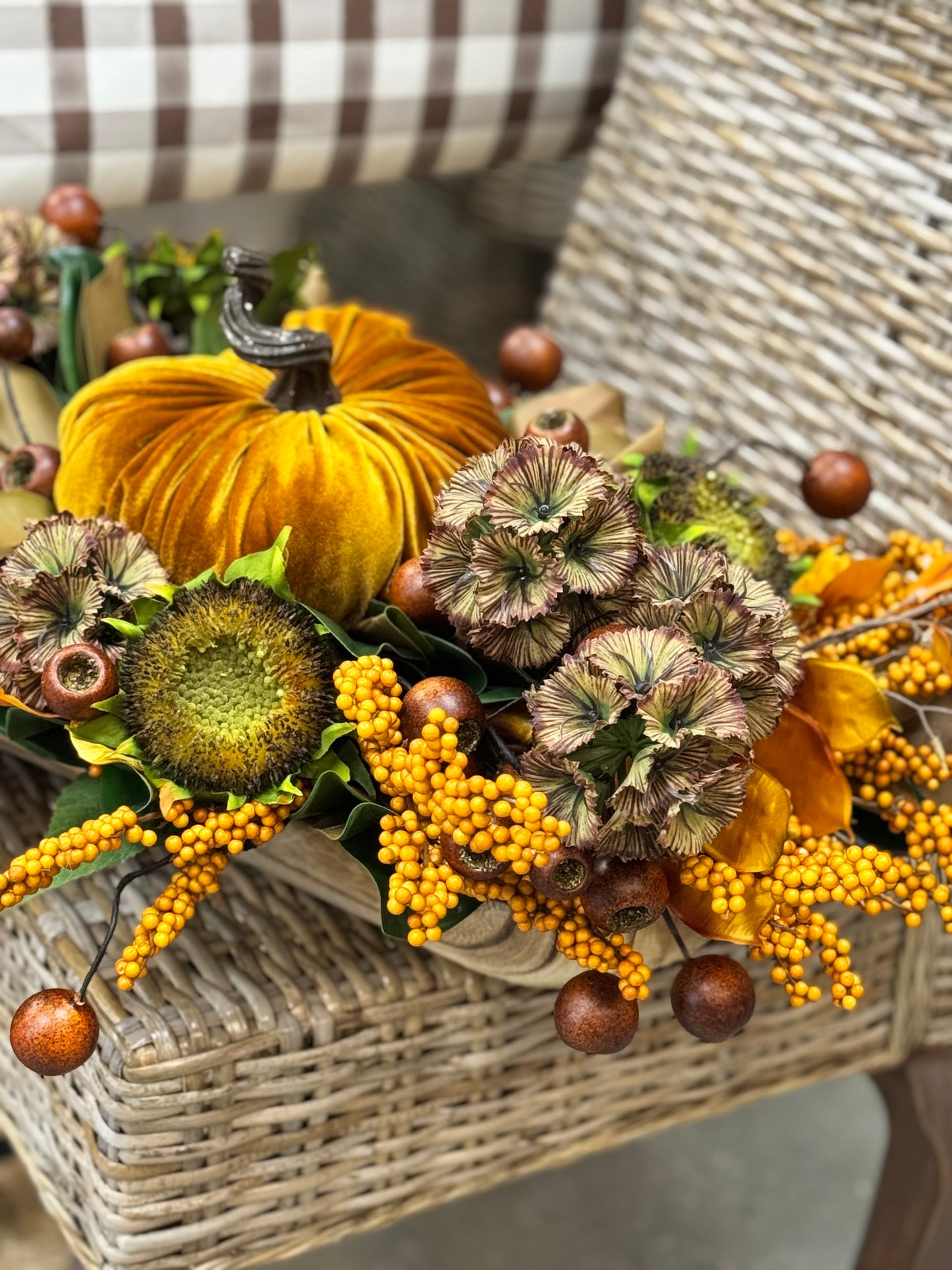 Mustard Pumpkin Thanksgiving Centerpiece