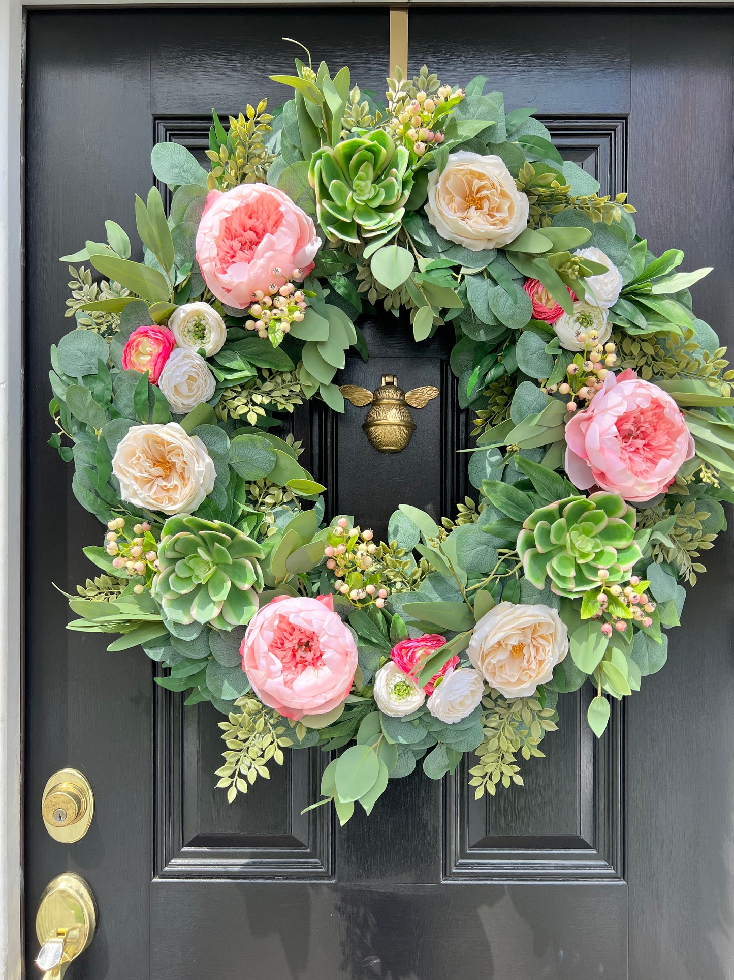 succulent wreath artificial Peony & Succulent Wreath – The Accidental Farmgirl Co