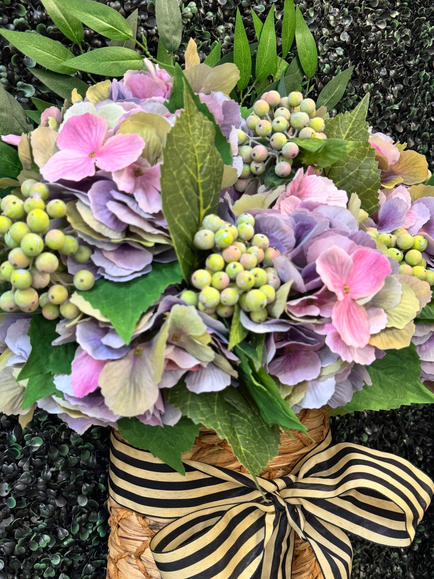 Pepper Berry and Hydrangea Basket