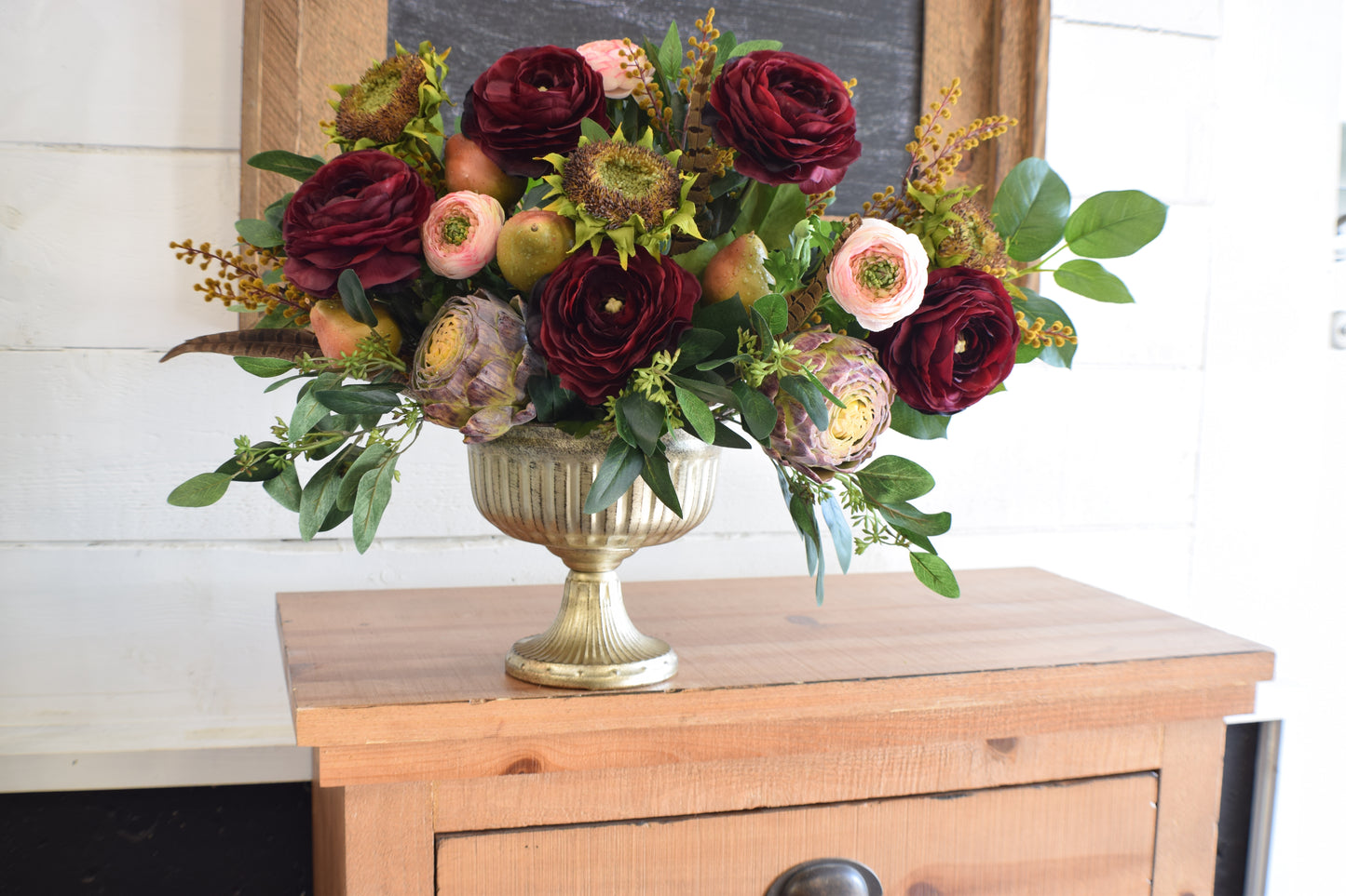 Luxury Crimson Faux Floral Centerpiece