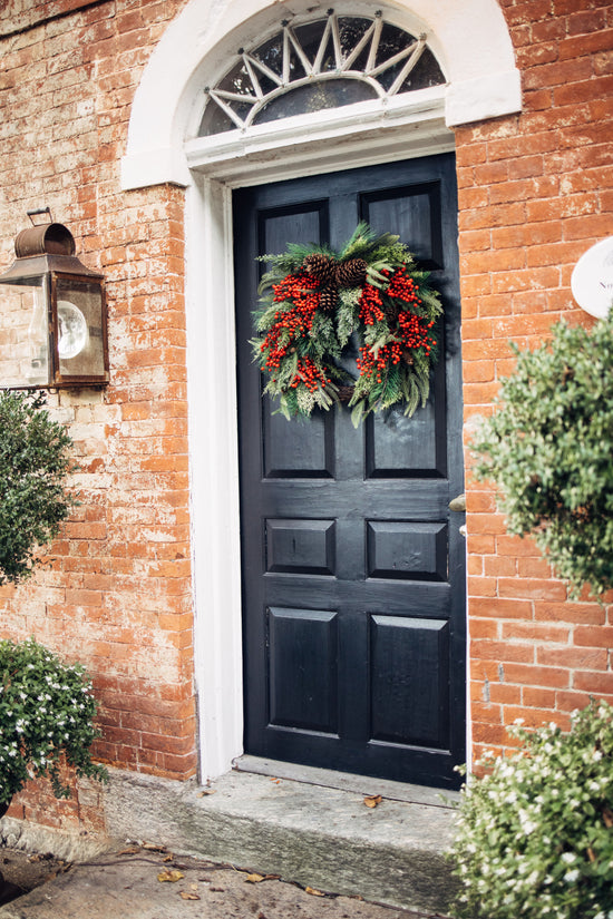 Faux Red Berry & Pinecone Wreath