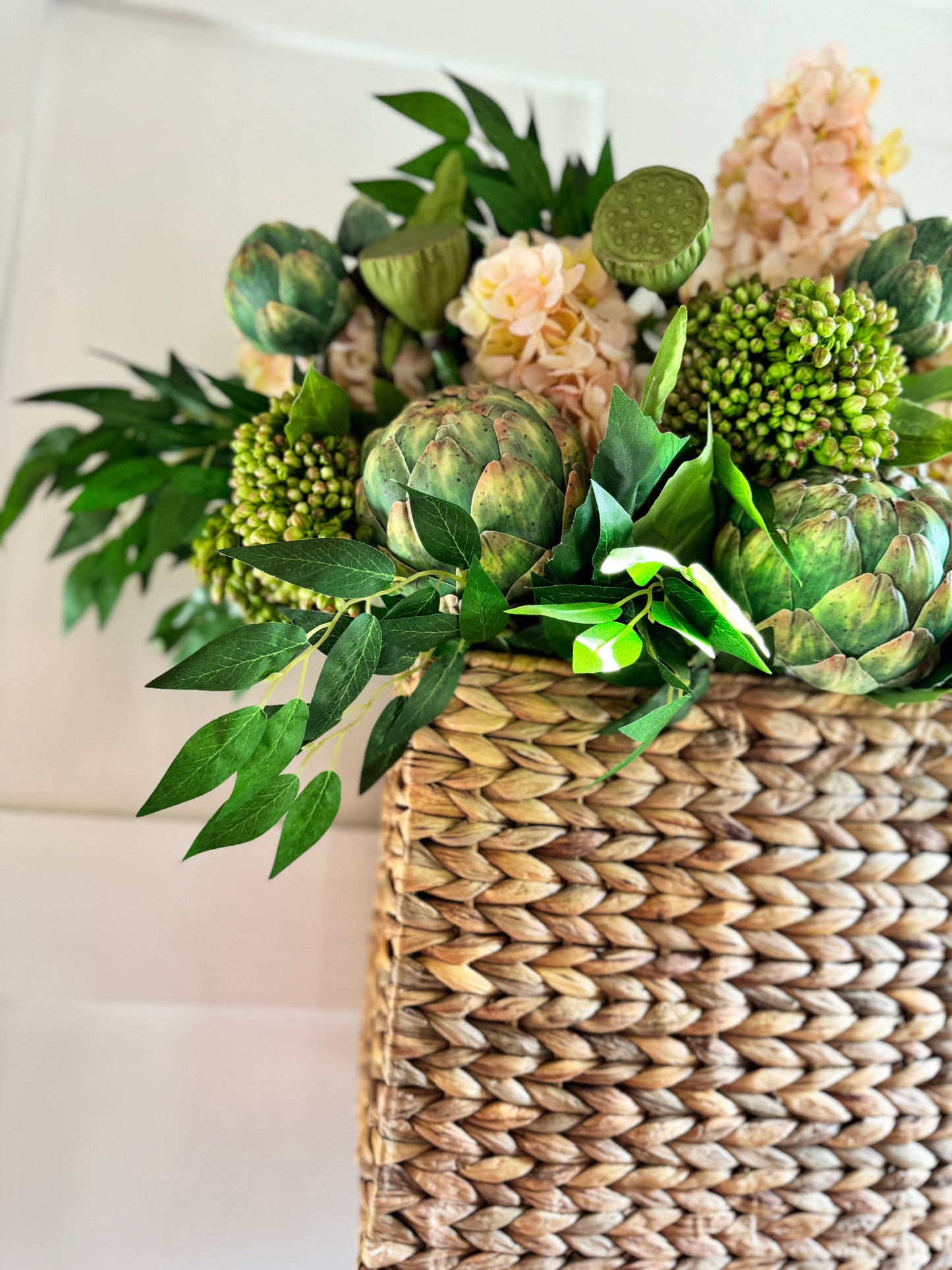 Hydrangea, Artichoke & Sedum Basket