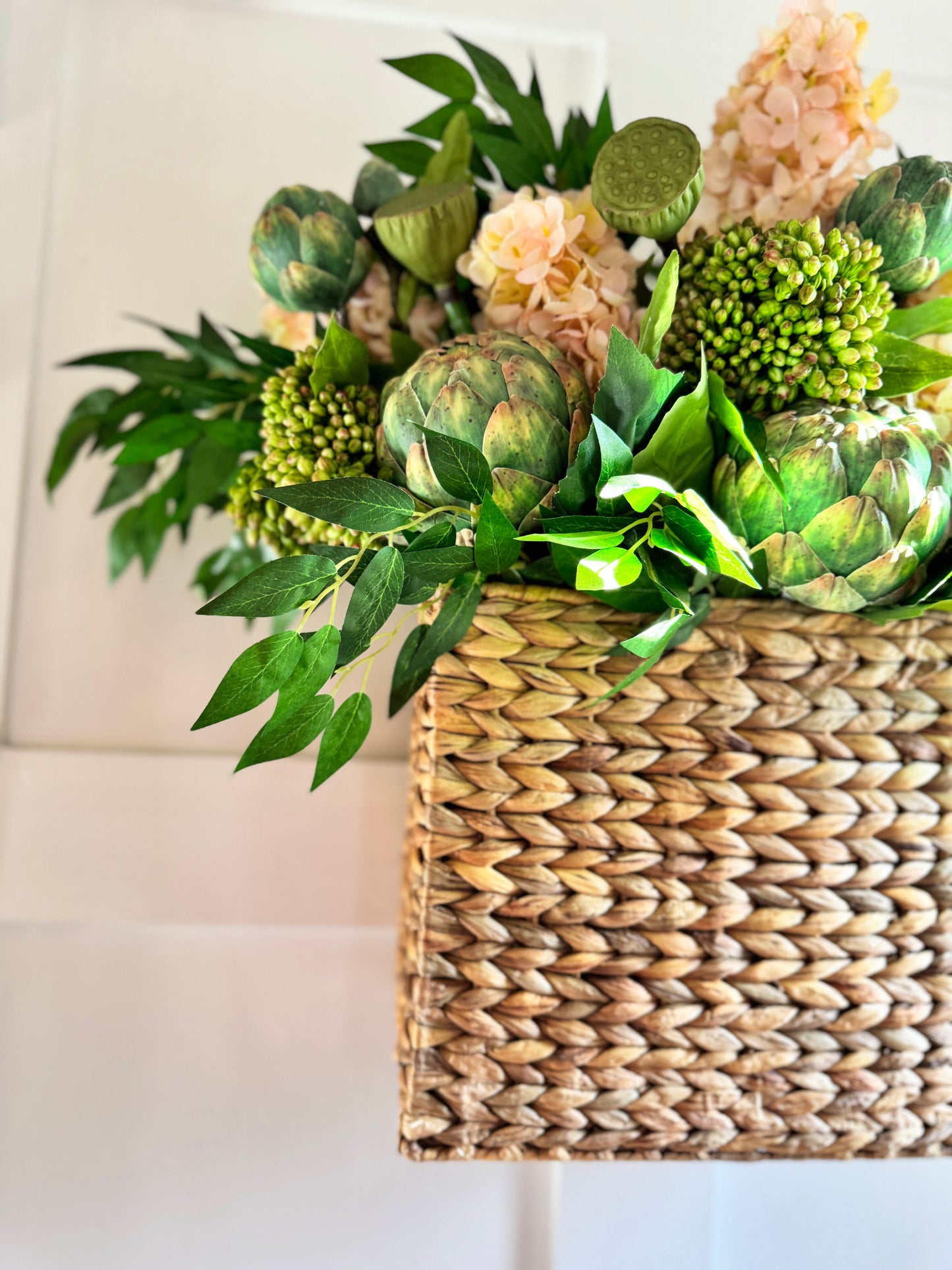 Hydrangea, Artichoke & Sedum Basket