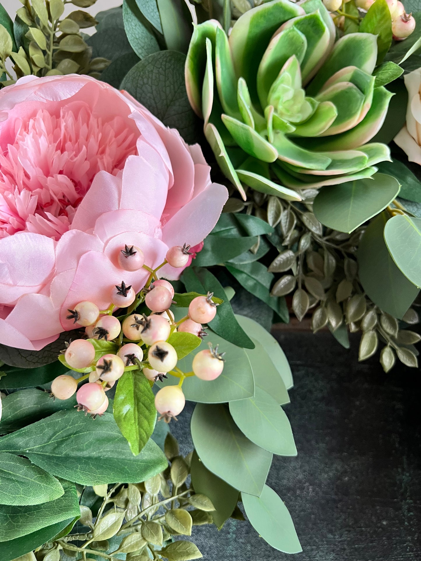 Peony & Succulent Wreath