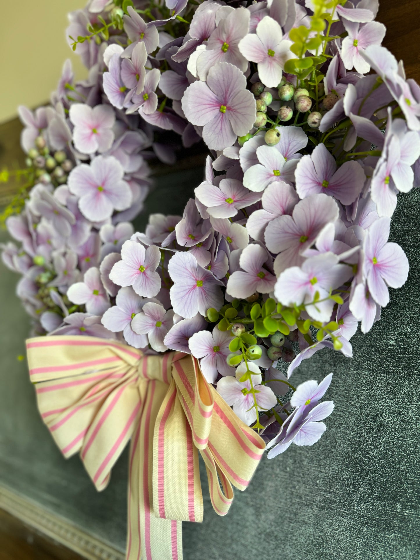 Purple hydrangea wreath