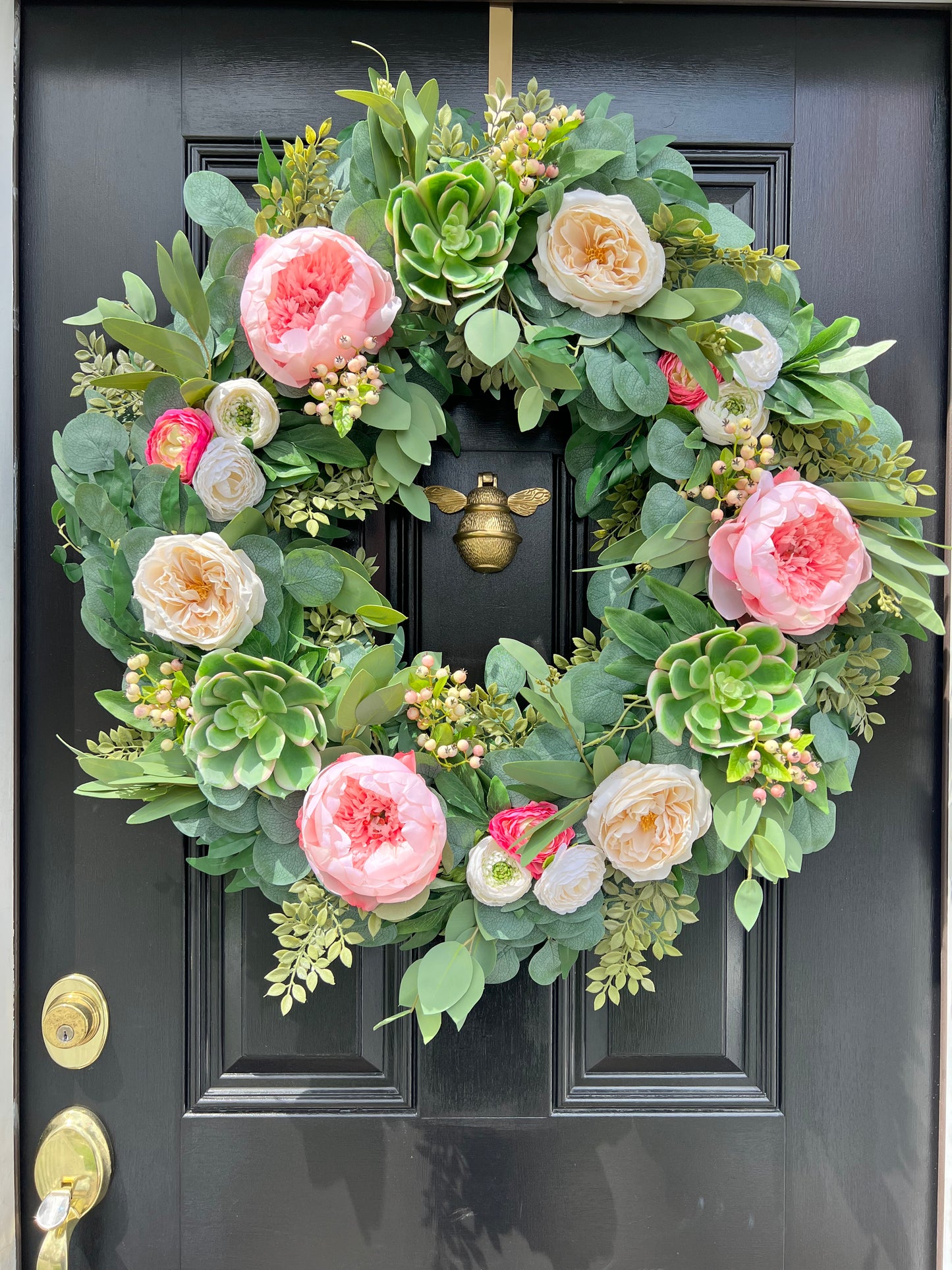 succulent door wreath Peony & Succulent Wreath – The Accidental Farmgirl Co