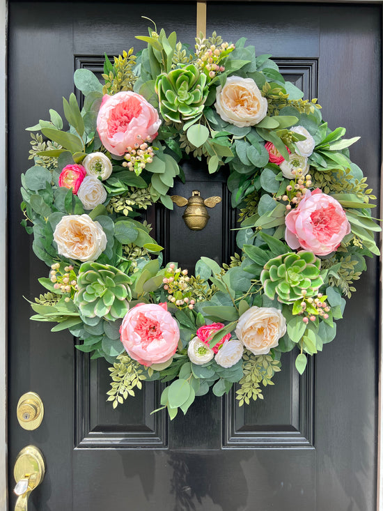 Peony & Succulent Wreath