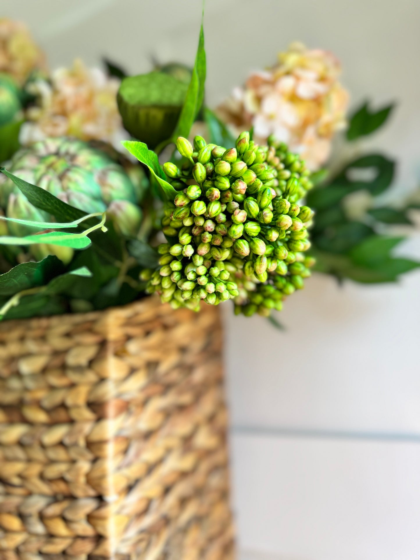 Hydrangea, Artichoke & Sedum Basket