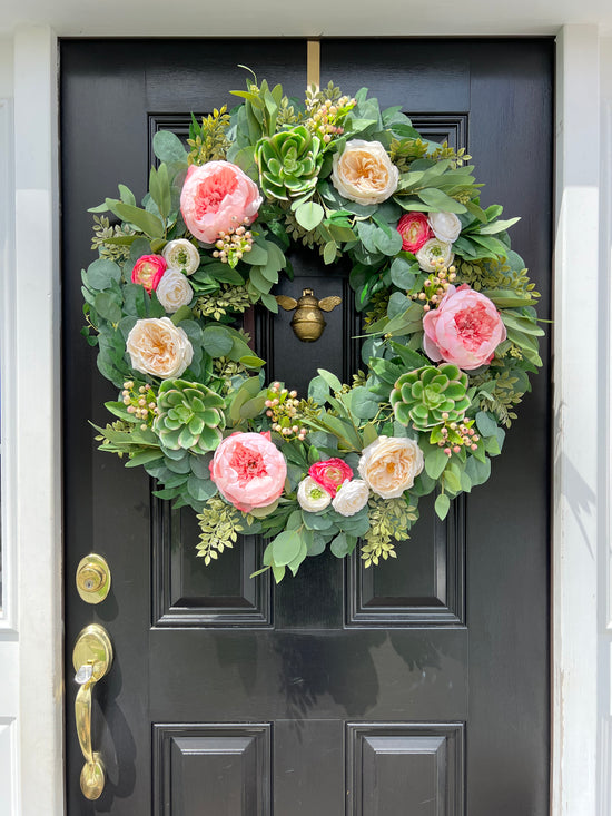Peony & Succulent Wreath