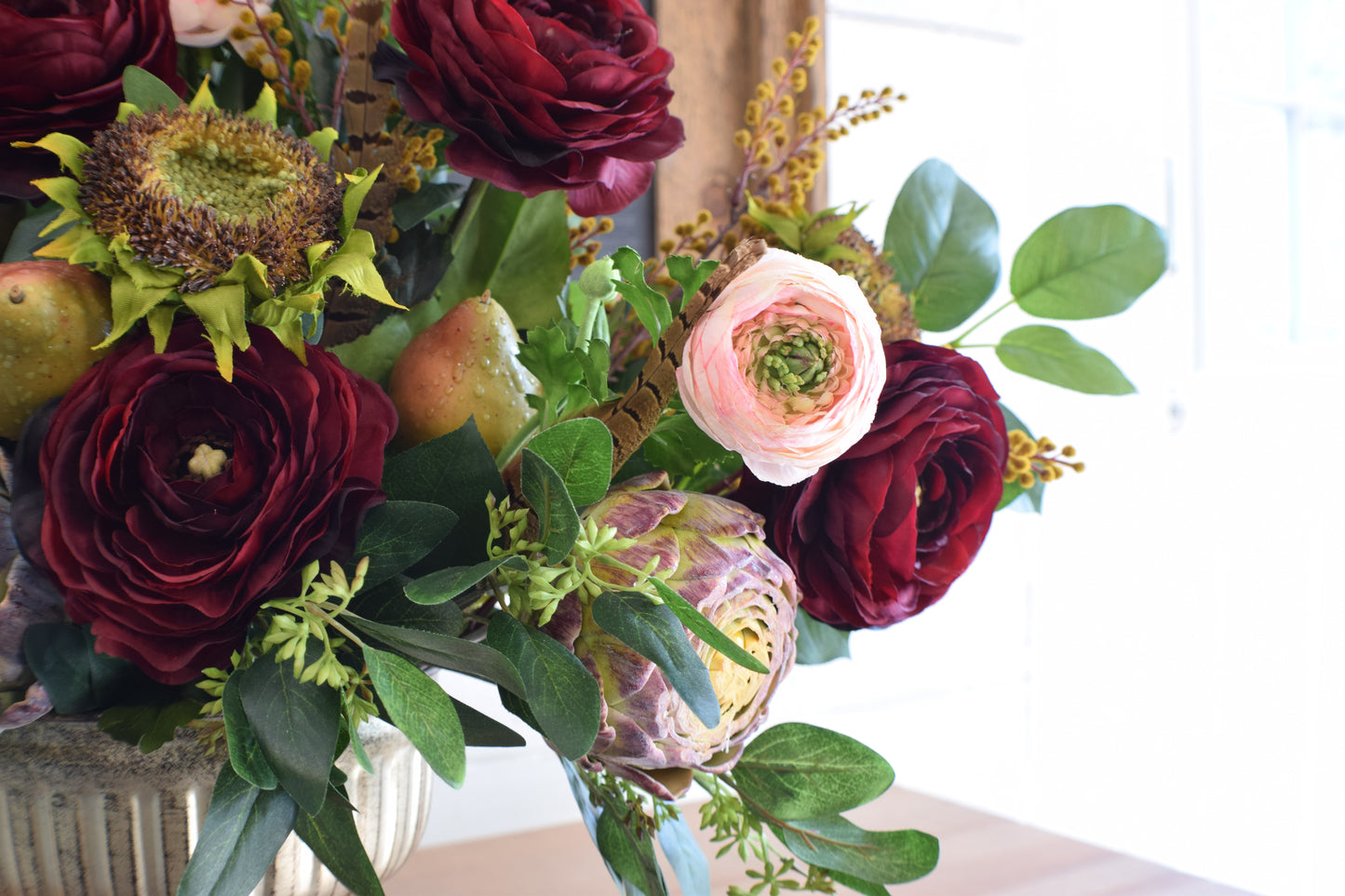 Luxury Crimson Faux Floral Centerpiece