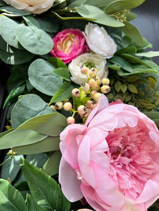 Peony & Succulent Wreath