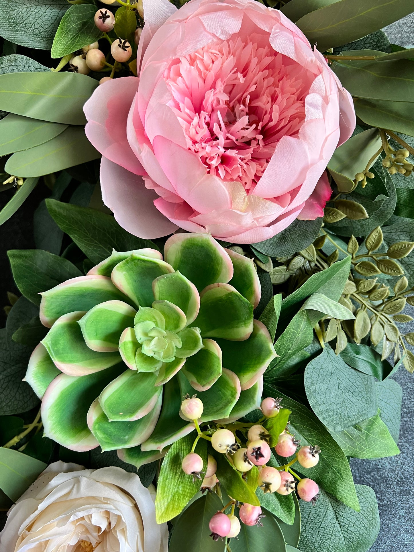 Peony & Succulent Wreath
