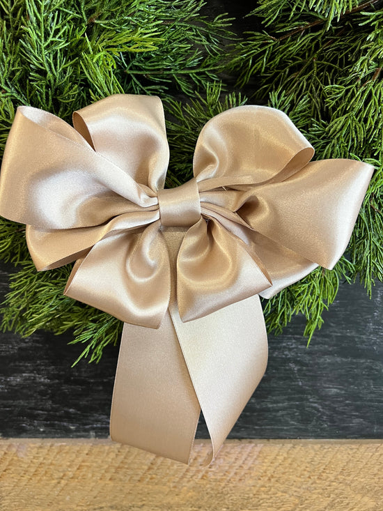 Faux Norfolk Pine Wreath with Velvet Bow (6 color options)