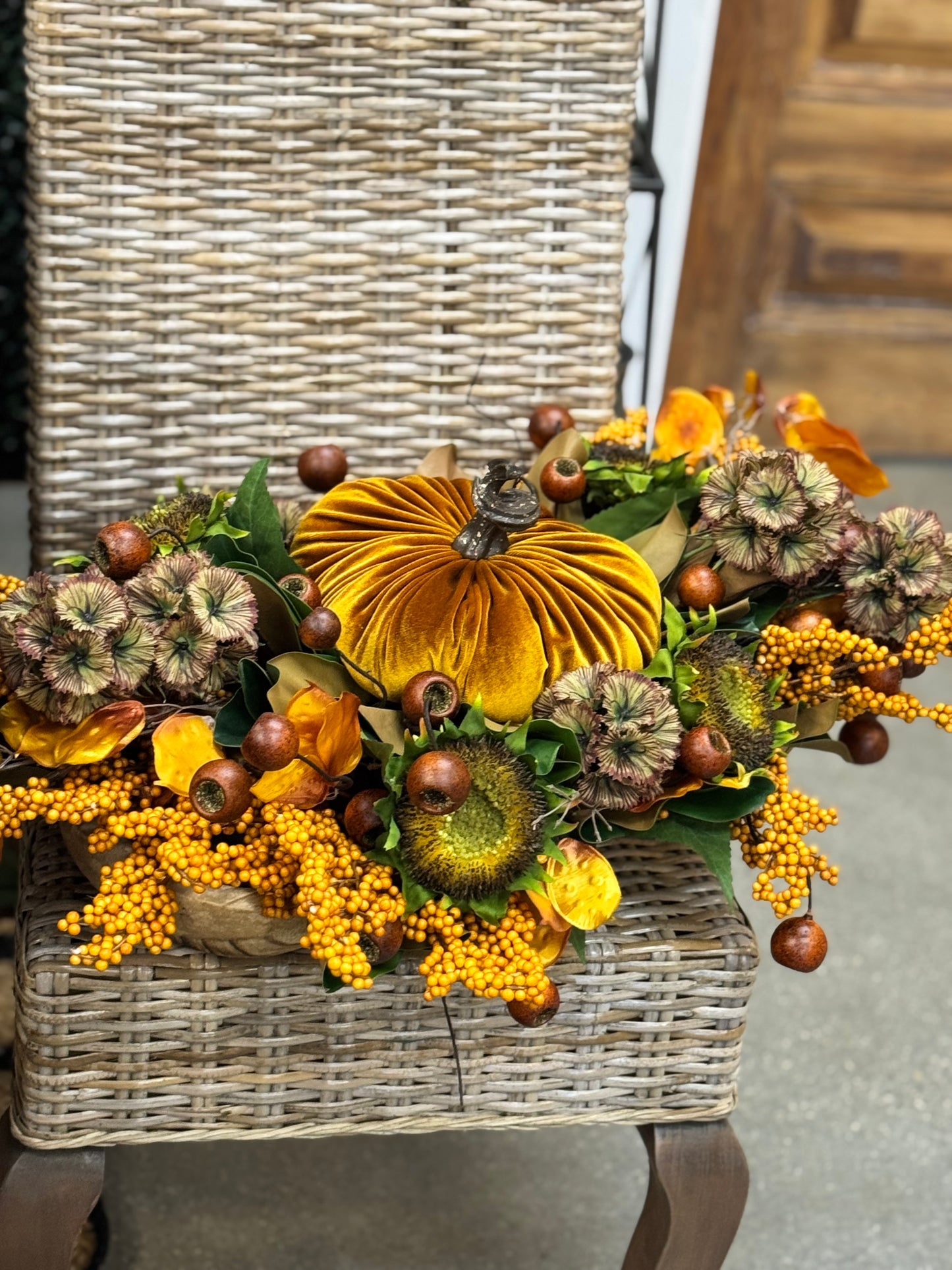 Mustard Pumpkin Thanksgiving Centerpiece