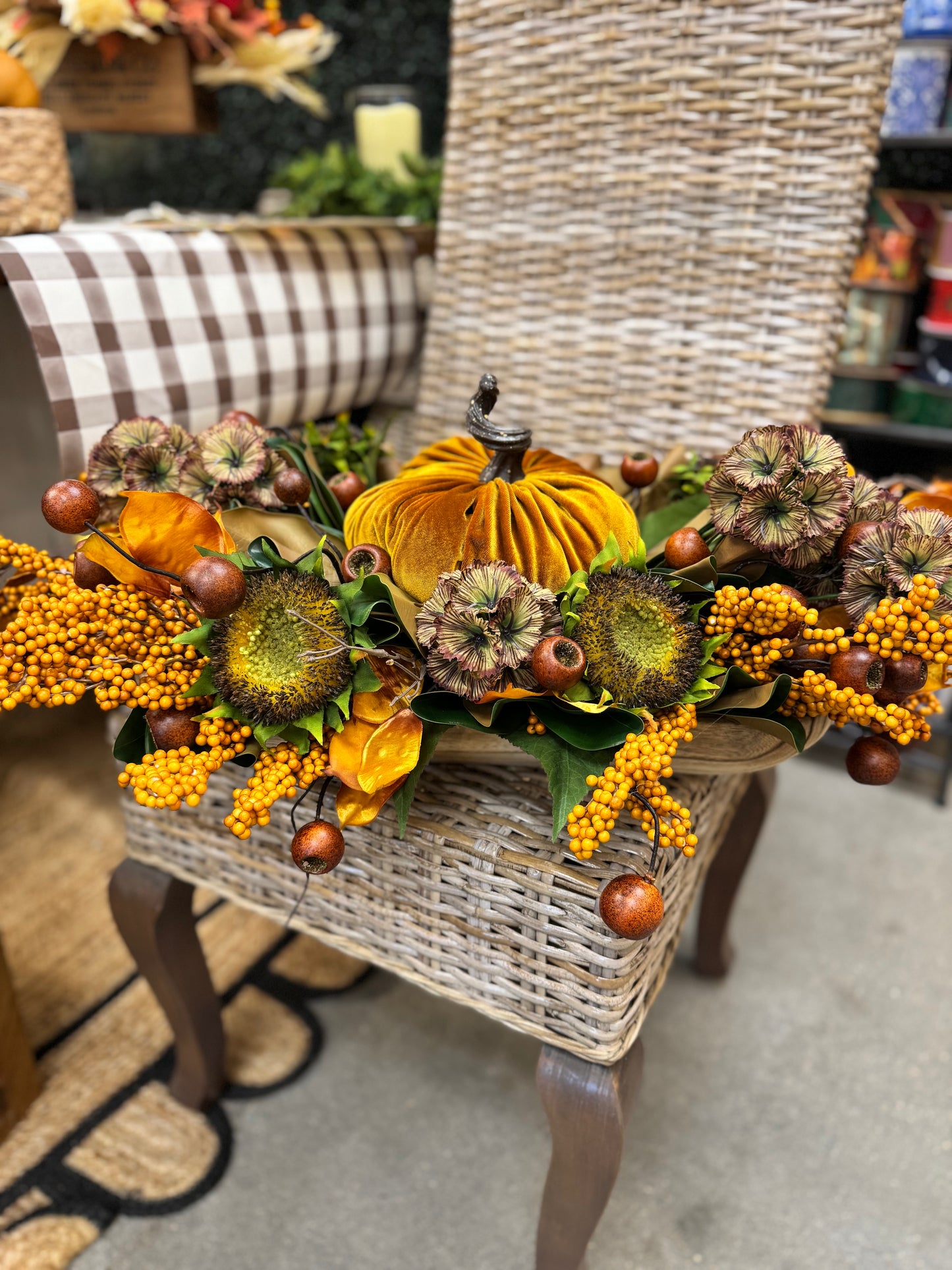Mustard Pumpkin Thanksgiving Centerpiece