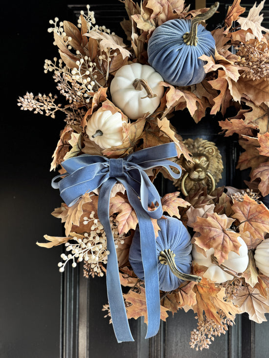 Blue Velvet Pumpkin Wreath