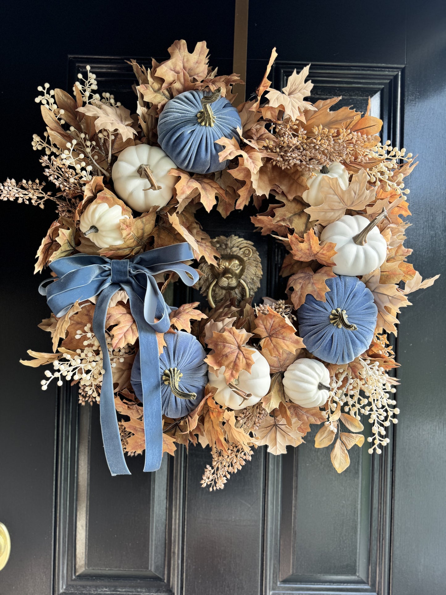 Blue Velvet Pumpkin Wreath