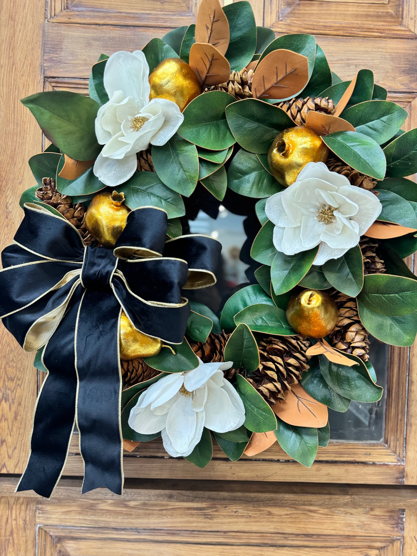 XL Holly Berry Christmas Wreath with Red Bow
