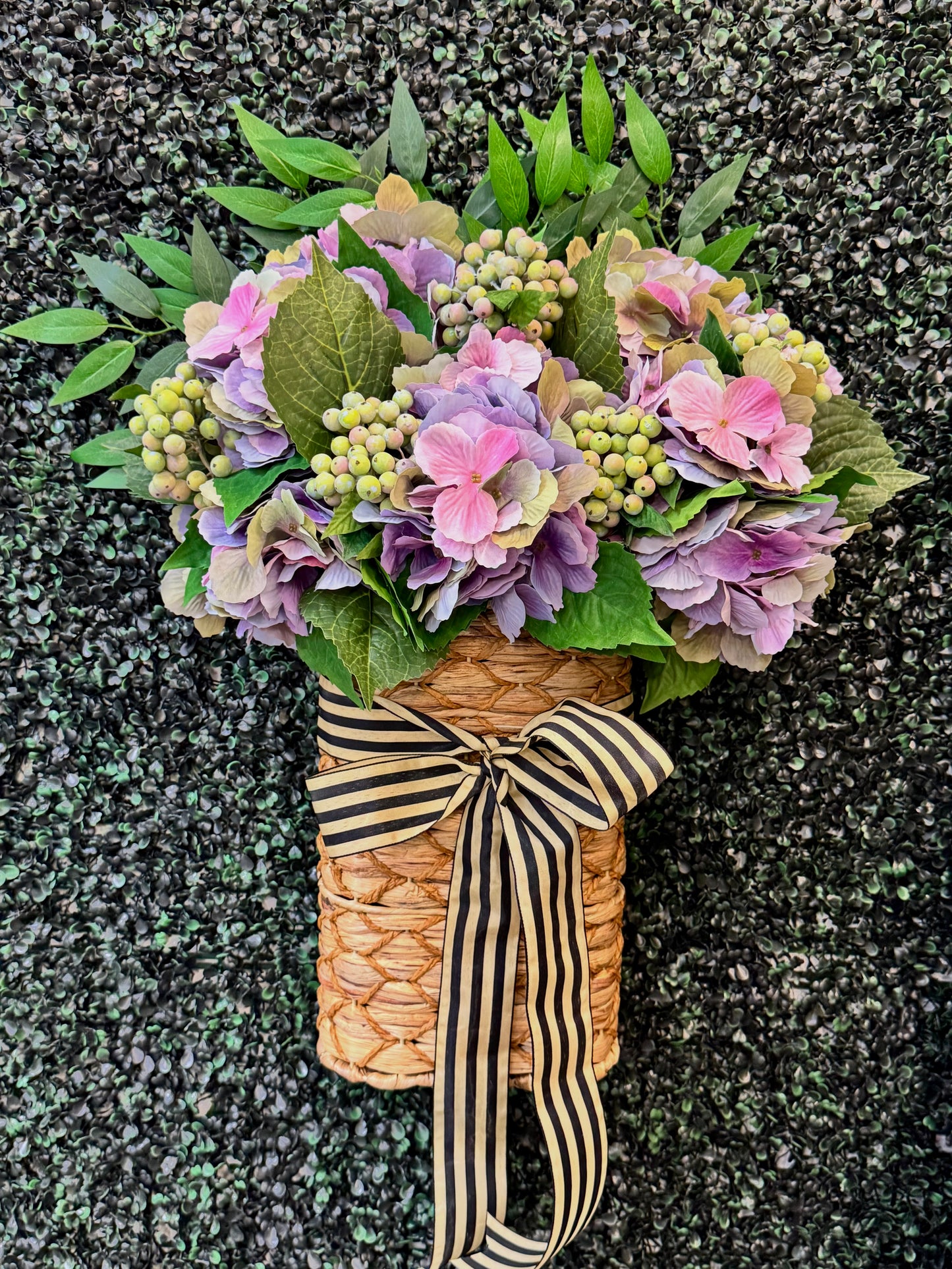 Pepper Berry and Hydrangea Basket