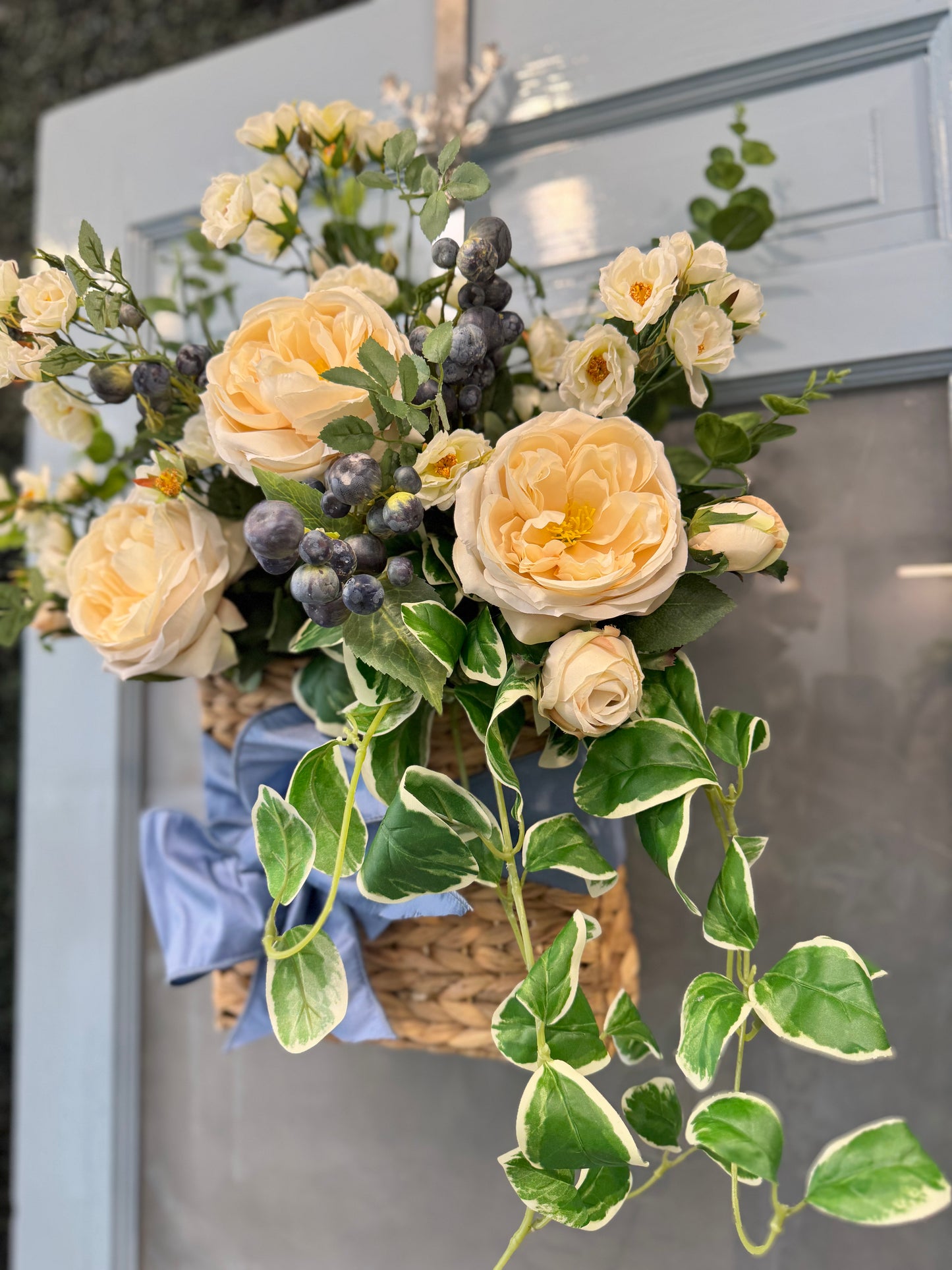 Peony, Rose, Crabapple and Ivy Basket
