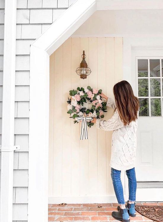 Pink and Cream Peony Wreath