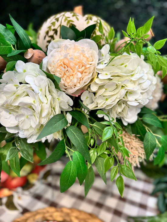 Green and white Pumpkin Fall Centerpiece