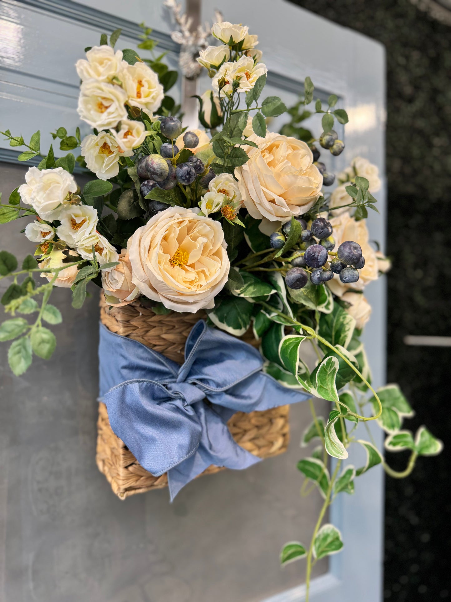 Peony, Rose, Crabapple and Ivy Basket