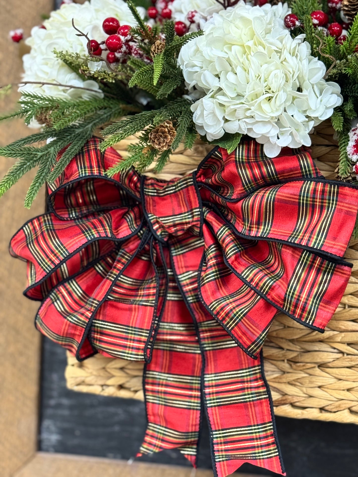 Snowy Hydrangea, Magnolia and Berry Basket