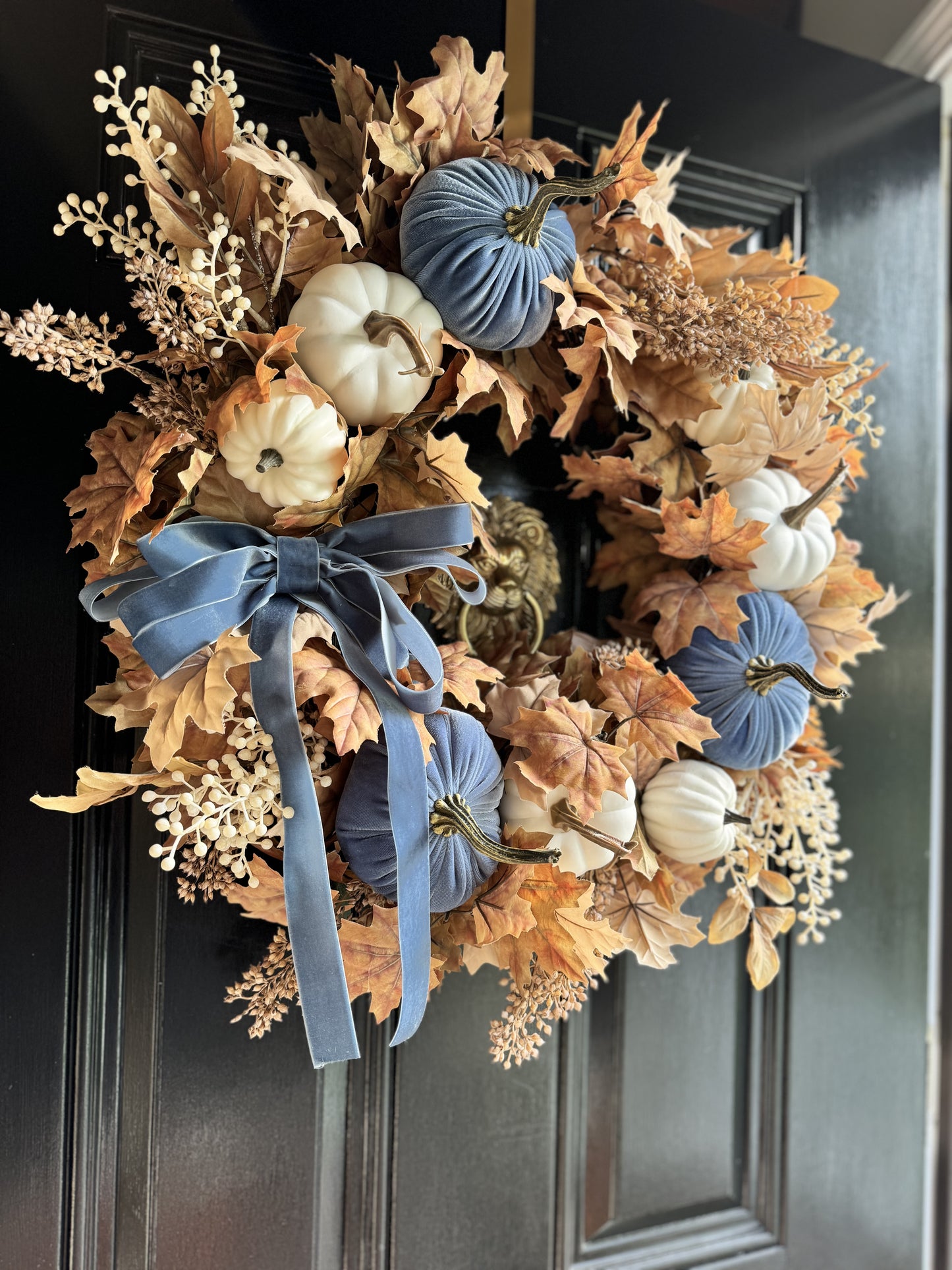 Blue Velvet Pumpkin Wreath