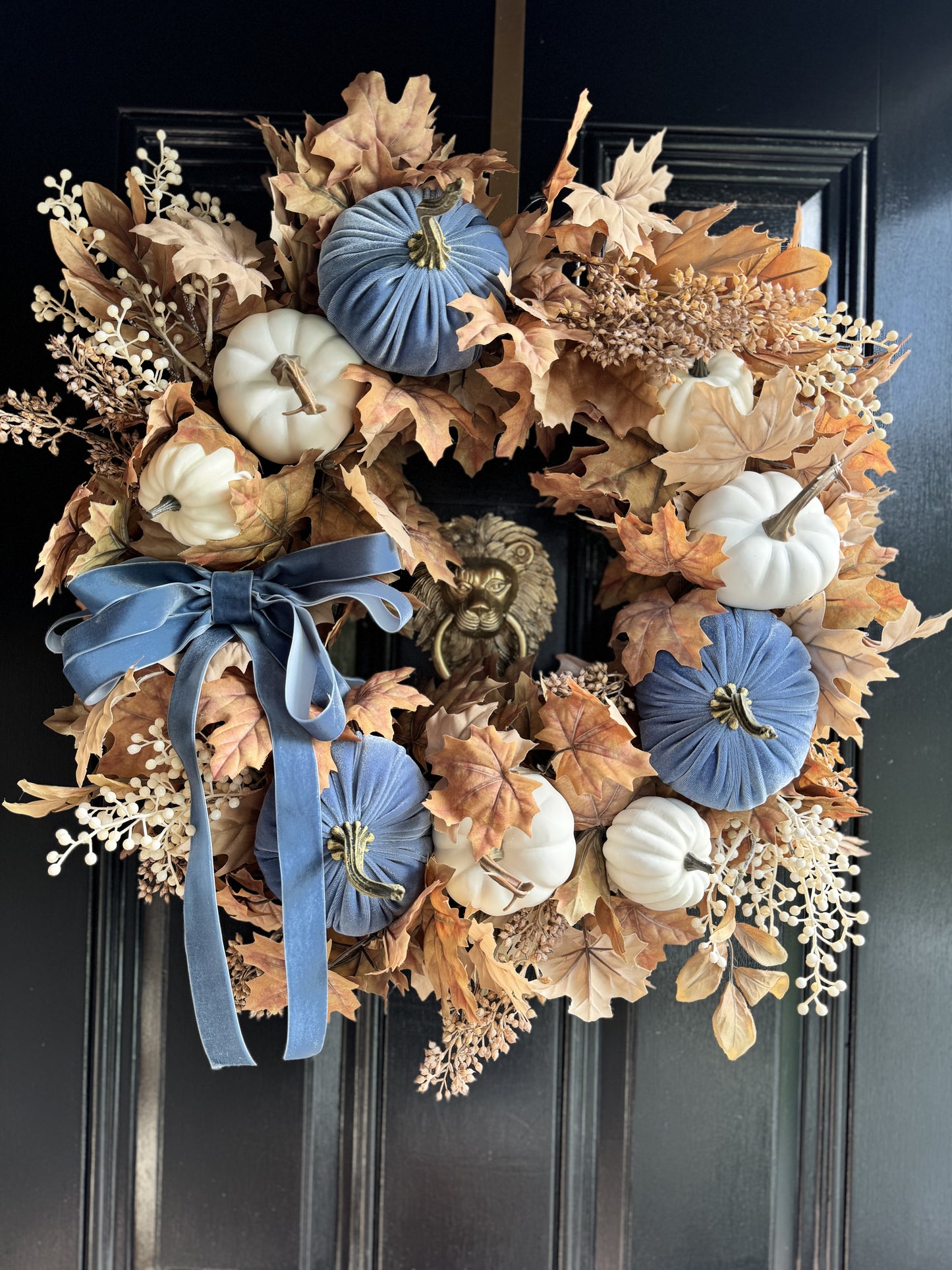 Blue Velvet Pumpkin Wreath
