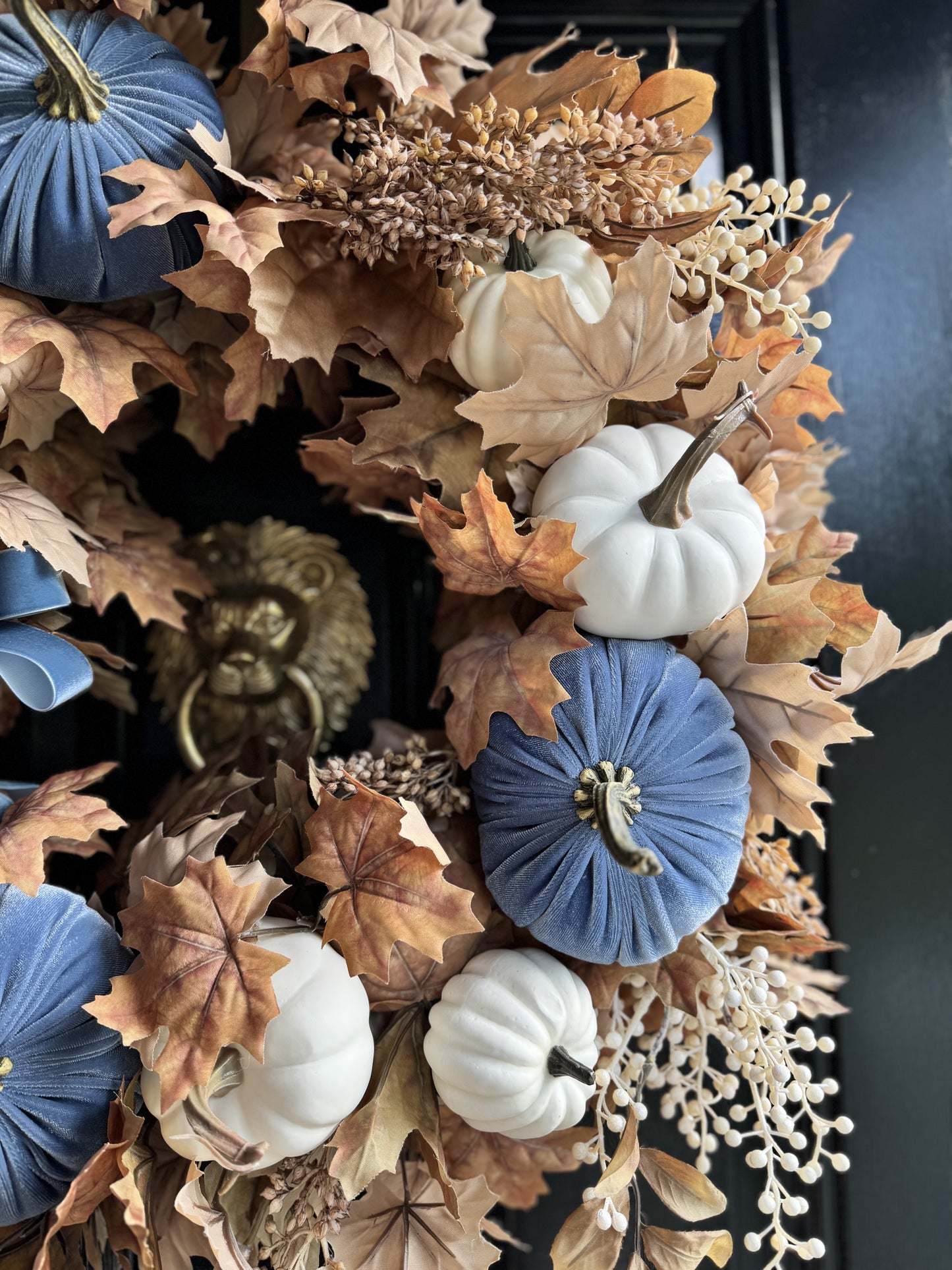 Blue Velvet Pumpkin Wreath