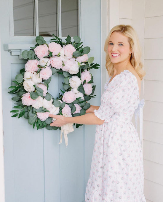 Pink and Cream Peony Wreath