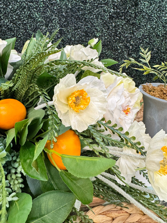 Tangerine, Poppy & English Rose Centerpiece