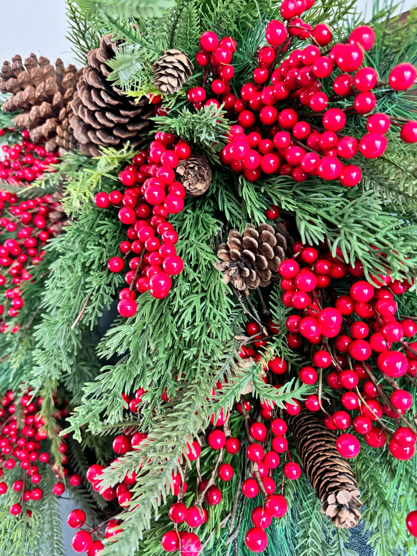 Faux Red Berry & Pinecone Wreath