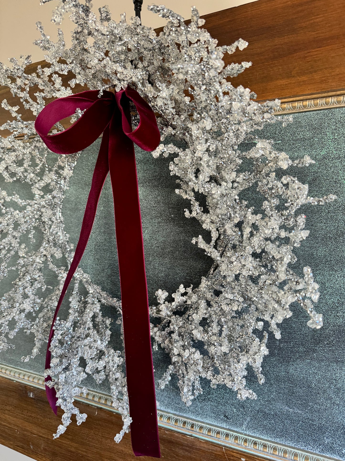 Silver Crystal Twig Wreath