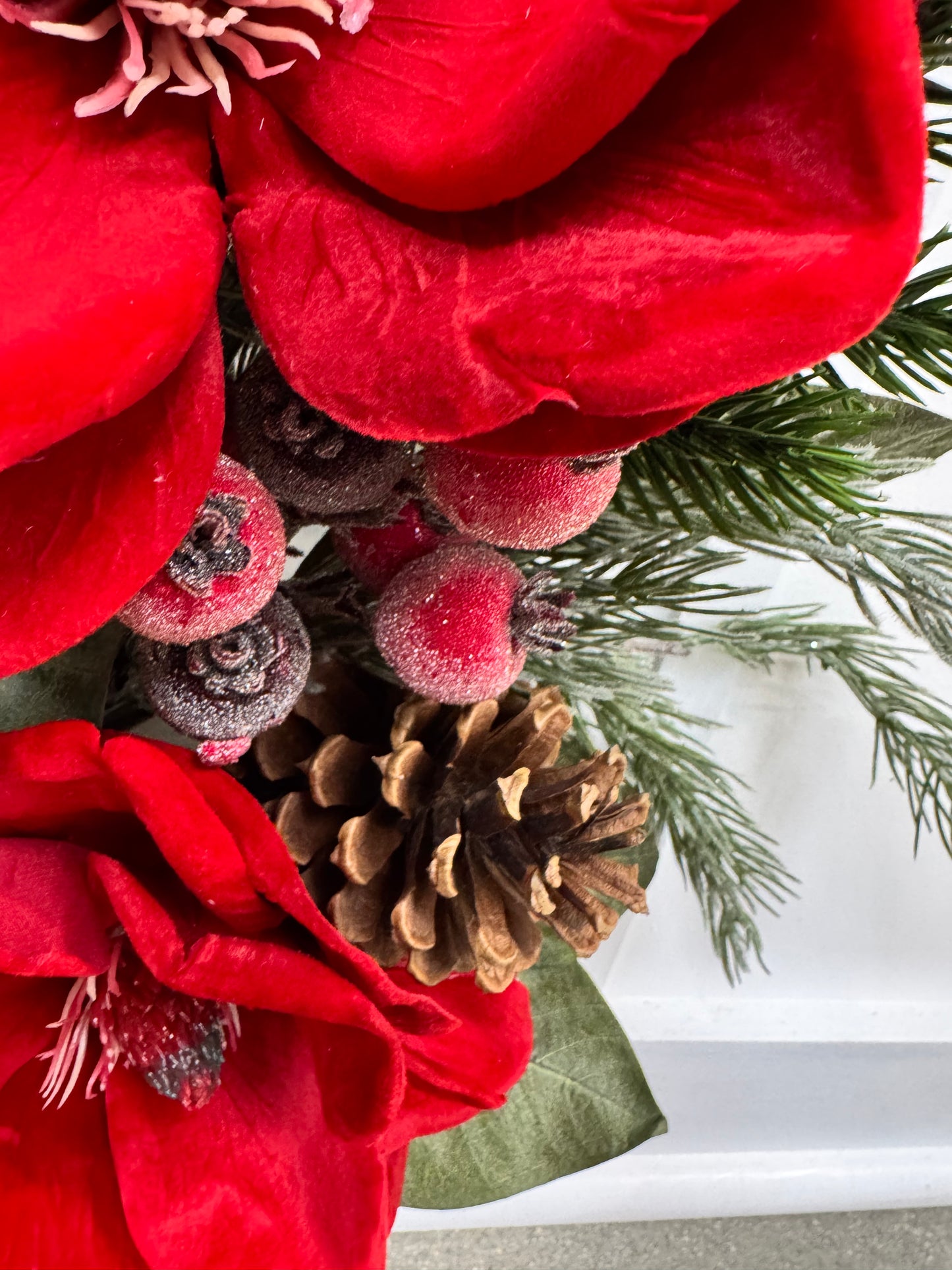 Velvet Magnolia, Pine and Sugared Berry Wreath