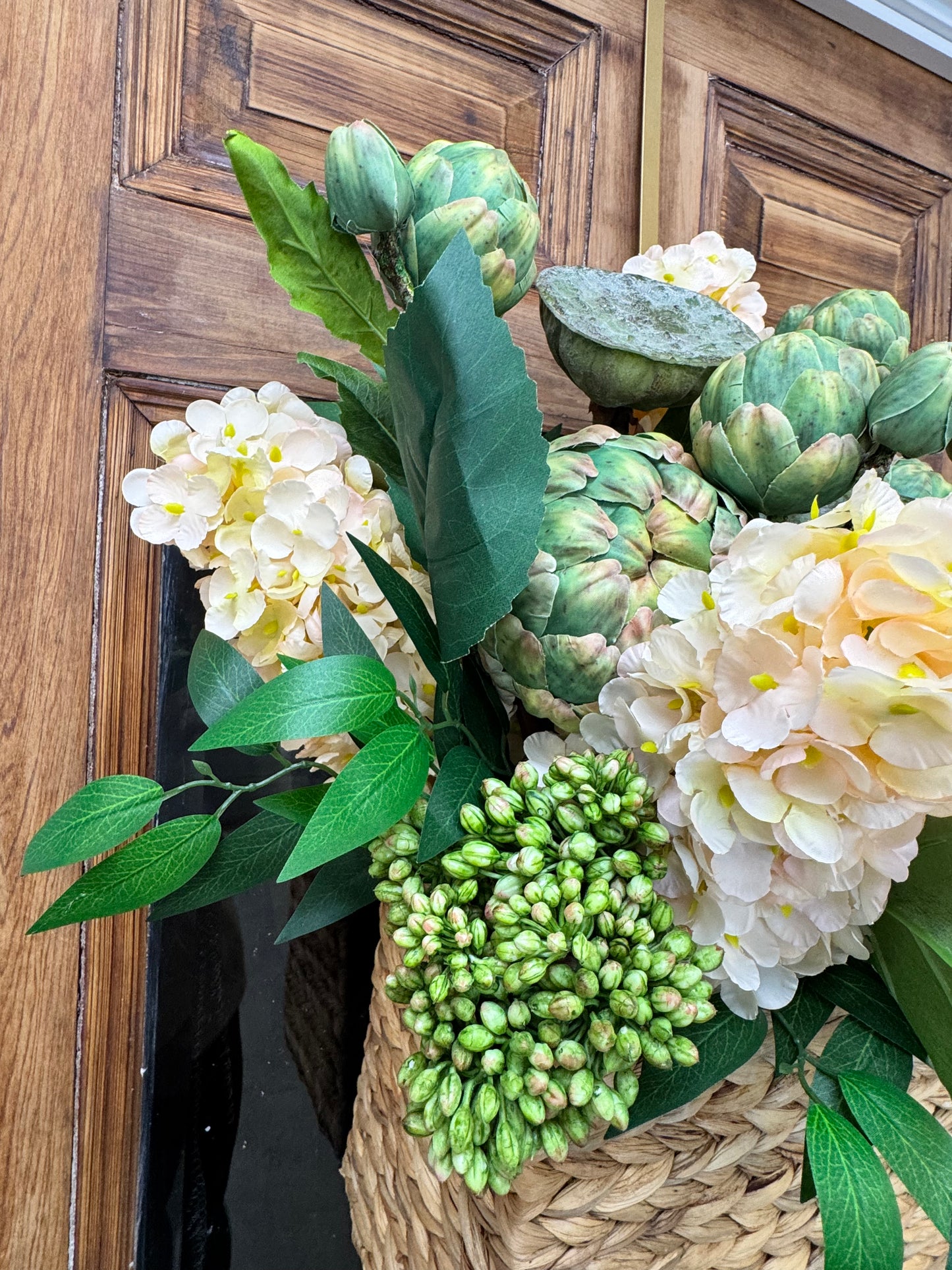 Hydrangea, Artichoke & Sedum Basket