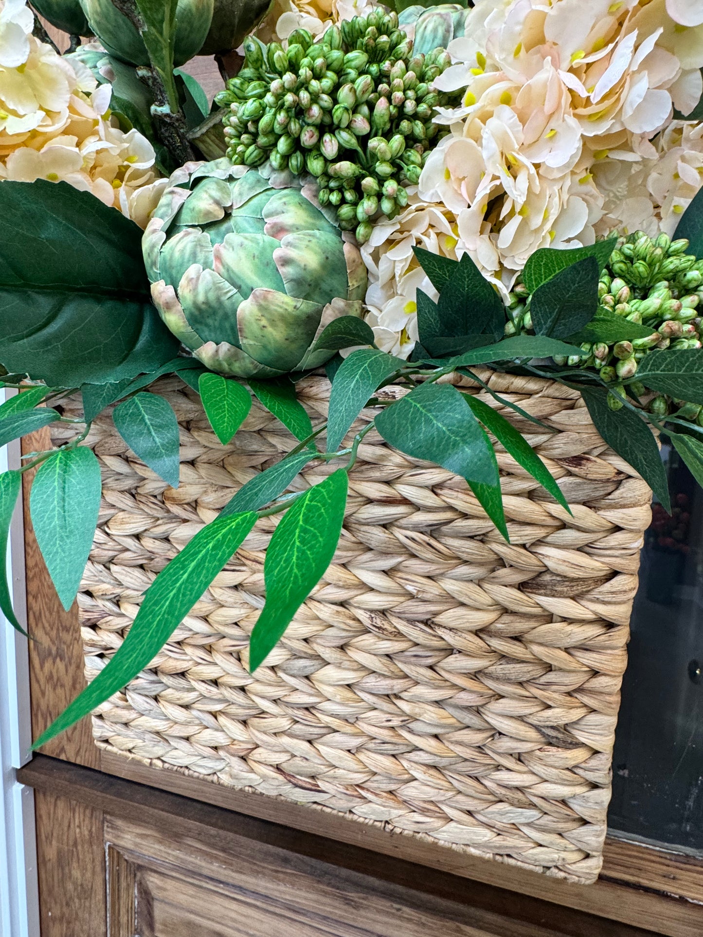 Hydrangea, Artichoke & Sedum Basket