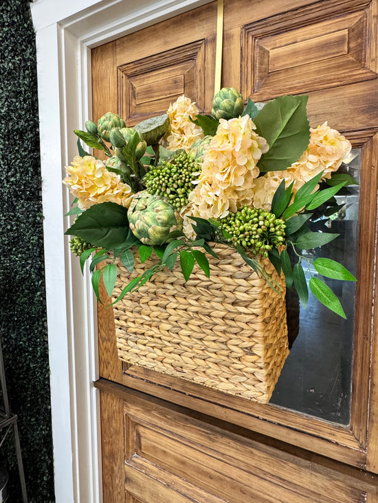 Hydrangea, Artichoke & Sedum Basket – The Accidental Farmgirl Co