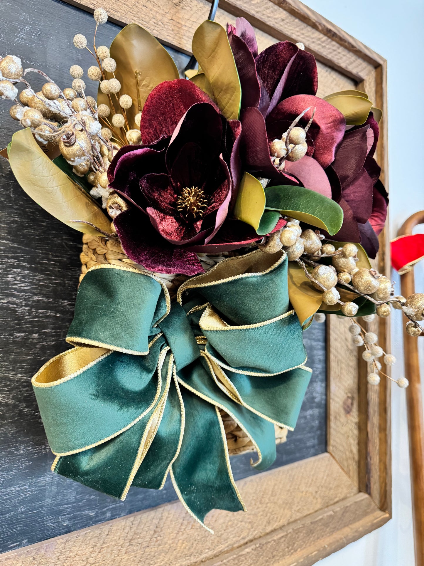 Burgundy Magnolia Basket