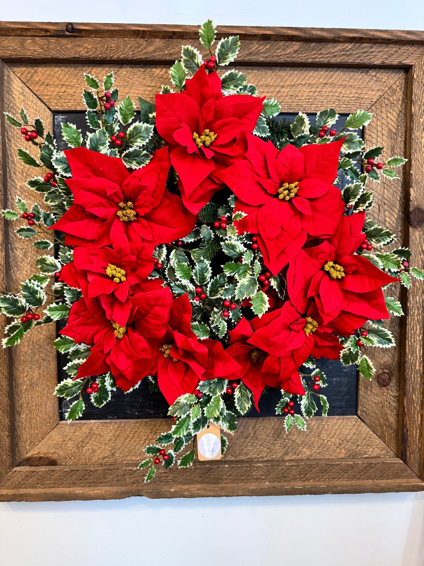Poinsetta and Holly Berry Wreath