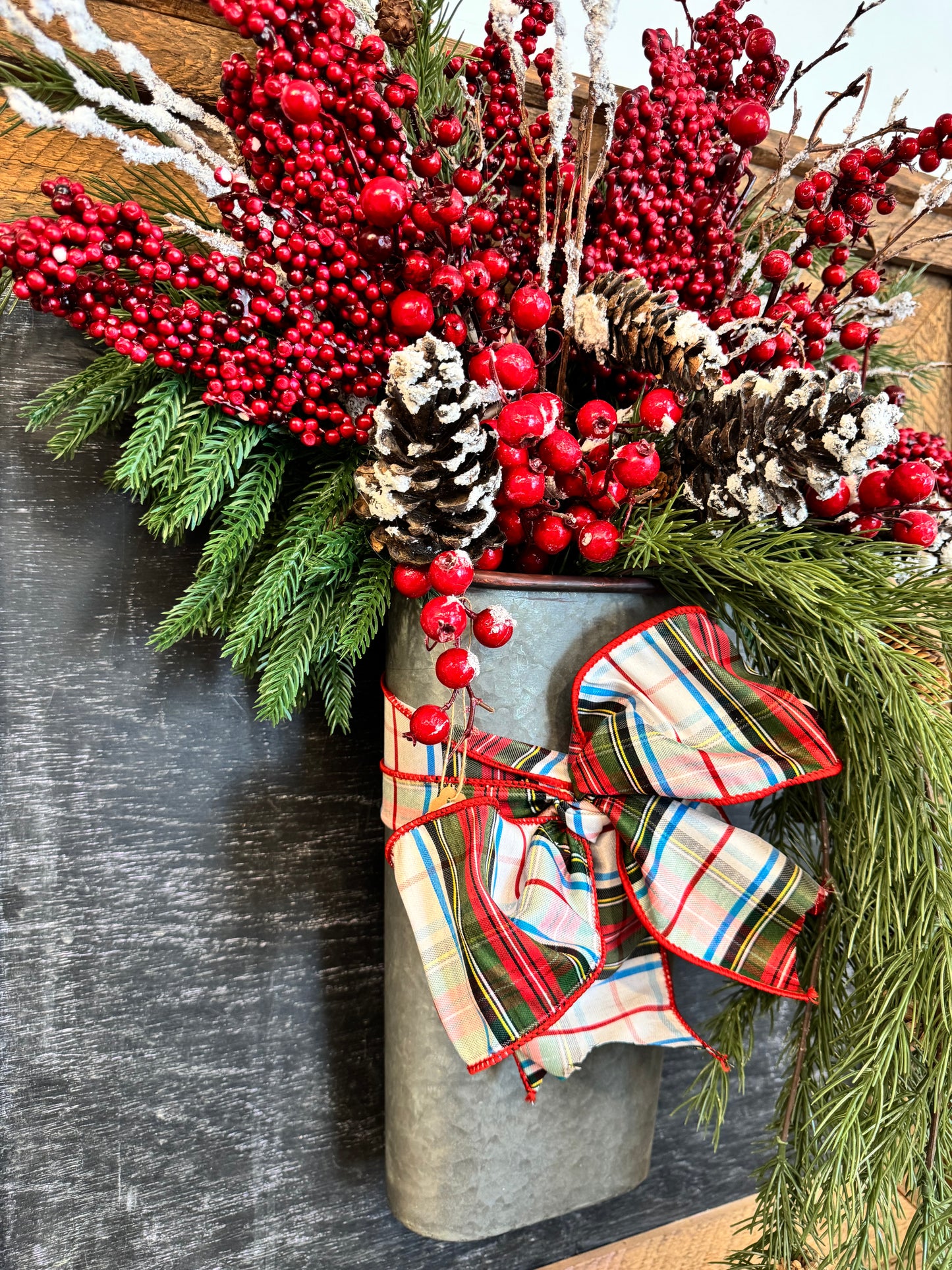 Tin Bucket Christmas Arrangement