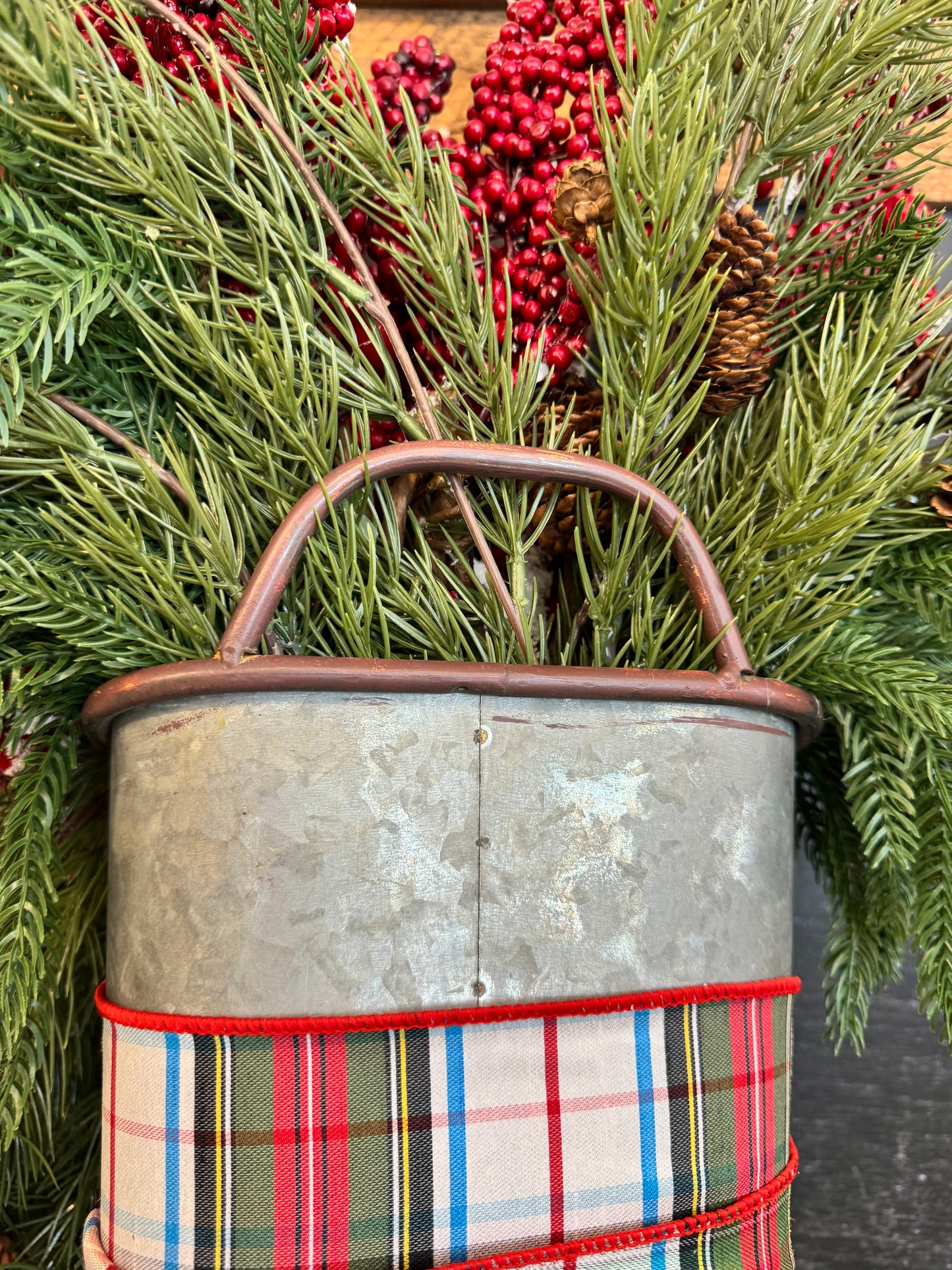 Tin Bucket Christmas Arrangement